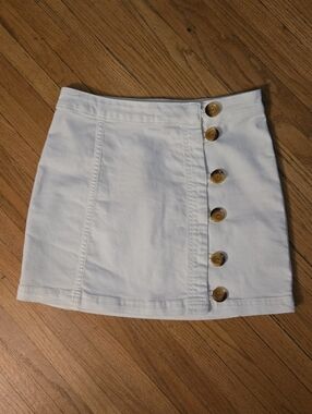 Free People White Mini Skirt with Contrast Buttons